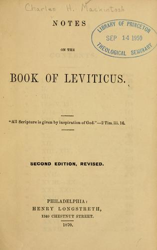 Notes on the Book of Leviticus