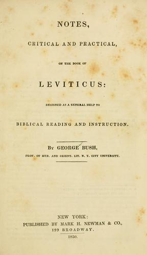Notes critical and practical on the book of Leviticus
