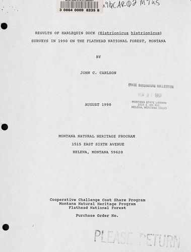 Results of Harlequin duck (Histrionicus histrionicus) surveys in 1990 on the Flathead National Forest, Montana