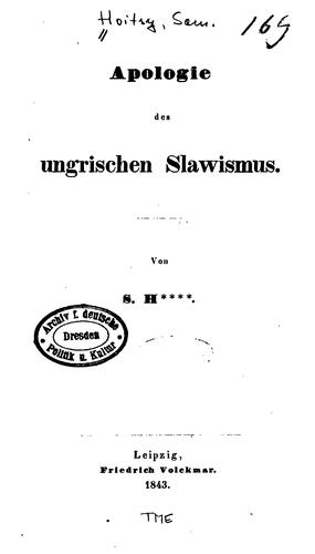 Apologie des ungrischen Slawismus