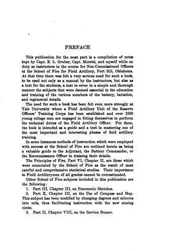 Notes on training, field artillery details