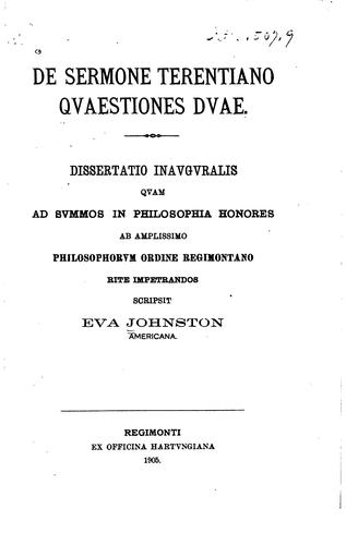 De sermone Terentiano quaestiones duae