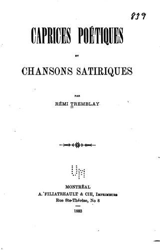Caprices poétiques et chansons satiriques