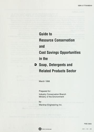 Guide to resource conservation and cost savings opportunities in the soap, detergents and related products sector