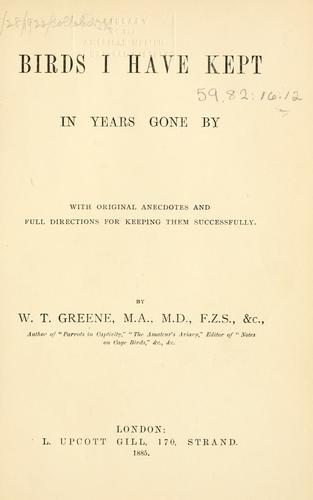 Birds I have kept in years gone by