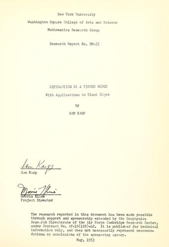 Diffraction by a tipped wedge, with applications to blunt edges.