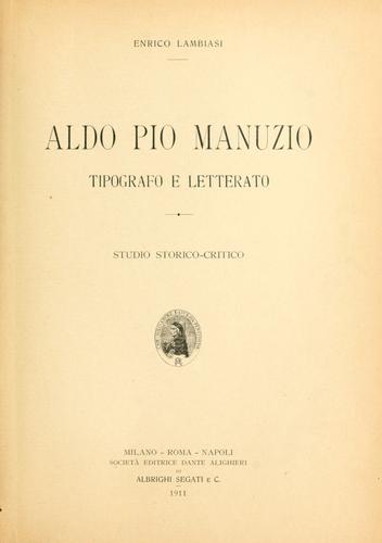 Aldo Pio Manuzio tipografo e letterato