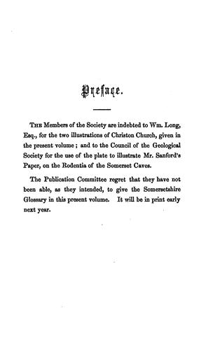 Proceedings of the Somersetshire Archaeological and Natural History Society