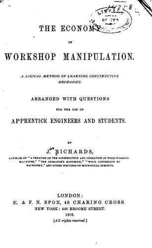 The Economy of Workshop Manipulation: A Logical Method of Learning ...