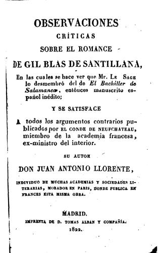 Observaciones críticas sobre el romance de Gil Blas de Santillana