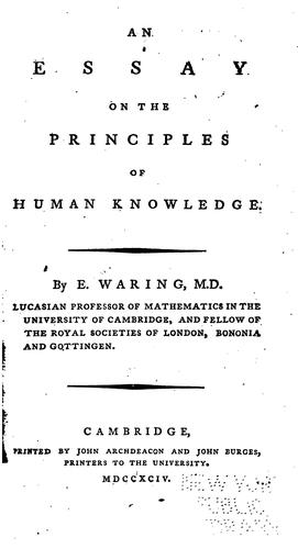 An Essay on the Principles of Human Knowledge