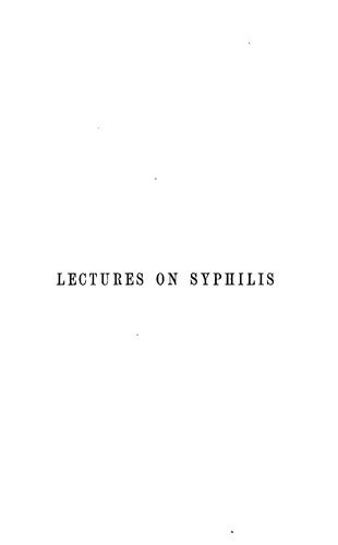 Lectures on syphilis