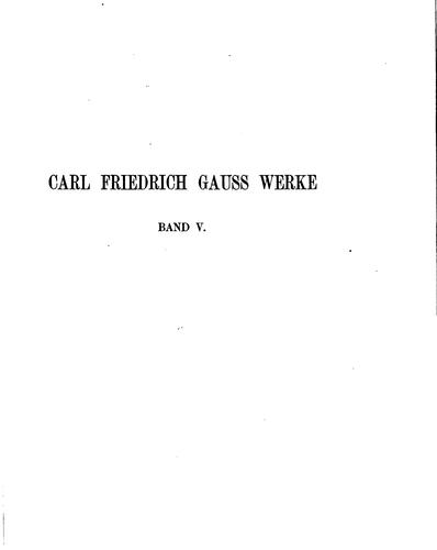 Carl Friedrich Gauss Werke
