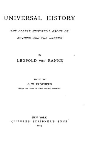 Universal History: The Oldest Historical Group of Nations and the Greeks