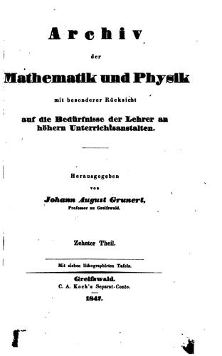 ARCHIV DER MATHEMATIK UND PHYSIK