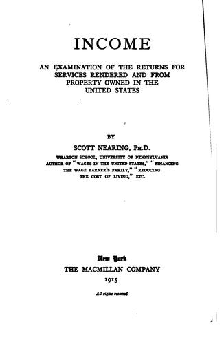 Income: An Examination of the Returns for Services Rendered and from ...