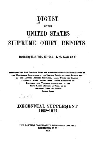 Digest of the United States Supreme Court Reports: Including U.S. V. 207-244 ...