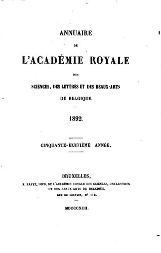 Annuaire de l'Académie royale de Belgique =: Jaarboek van Koninklijke Belgische Academie