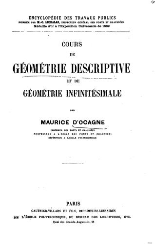 Cours de géométrie descriptive et de géométrie infinitésimale