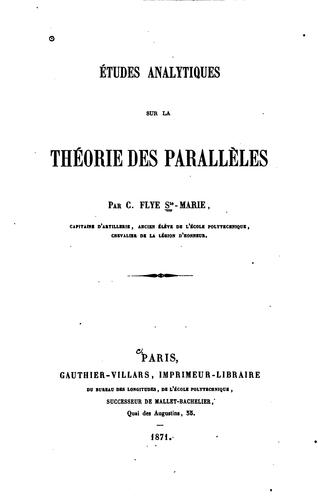 Études analytiques sur la théorie des parallèles