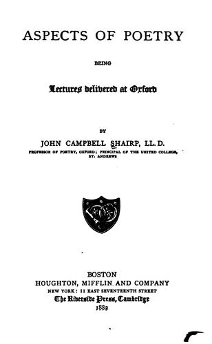 Aspects of Poetry: Being Lectures Delivered at Oxford