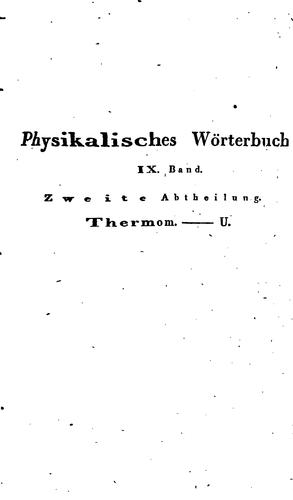 Johann Samuel Traugott Gehler's physikalisches Wörterbunch