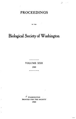 Proceedings of the Biological Society of Washington