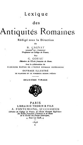 Lexique des antiquites romanes