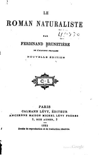 Le roman naturaliste