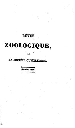 Revue et magasin de zoologie pure et appliquée