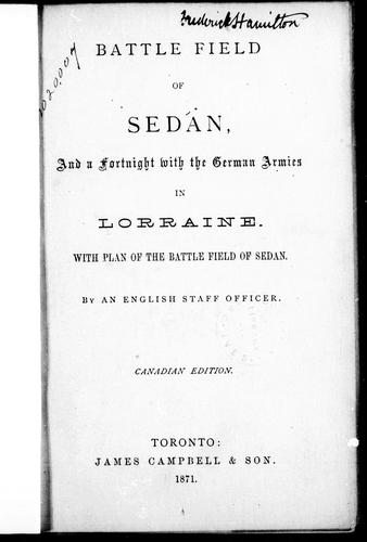 Battle field of Sedan, and a fortnight with the German armies in Loraine