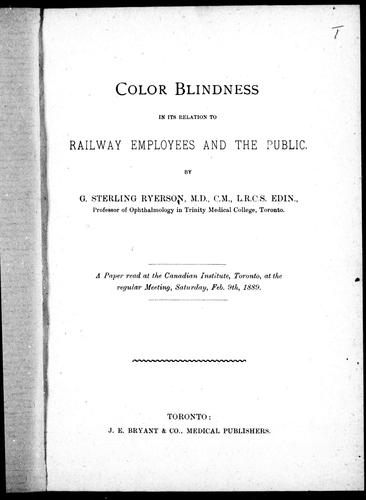 Color blindness in its relation to railway employees and the public