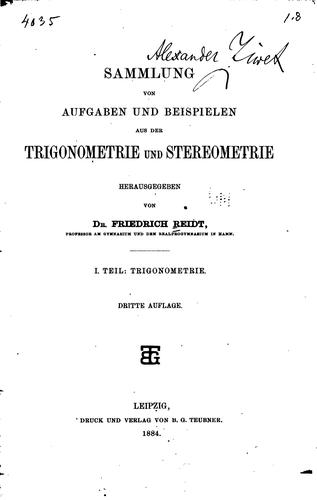 Sammlung von Aufgaben und Beispielen aus der Trigonometrie und Stereometrie