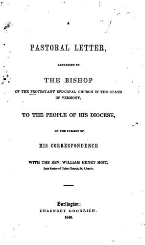 A Pastoral Letter, Addressed by the Bishop of the Protestant Episcopal Church in the State of ...