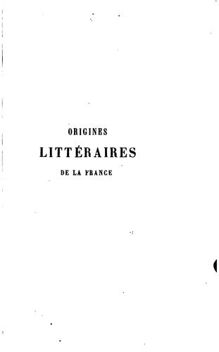 Origines littéraires de la France