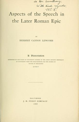 Aspects of the speech in the later Roman epic.