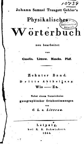 Johann Samuel Traugott Gehler's physikalisches Wörterbunch