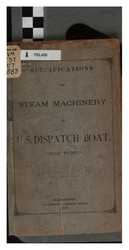 Specifications for Steam Machinery of U.S. Dispatch Beat. (1500 Tons.)