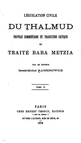Législation civile du Thalmud