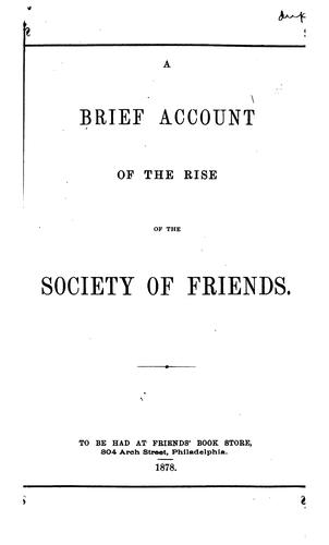 A Brief Account of the Rise of the Society of Friends