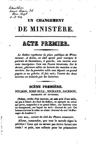 Un changement de ministère, comédie en cinq actes et en prose, par mm. Empis et Mazères ...