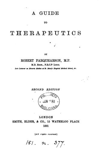 A guide to therapeutics