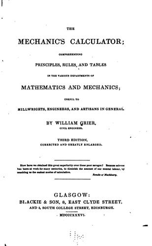 The Mechanic's Calculator: Comprehending Principles