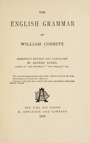 The English grammar of William Cobbett