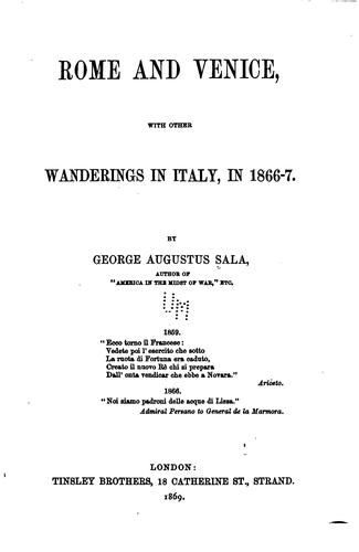 Rome and Venice: With Other Wanderings in Italy, in 1866-7
