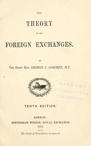The theory of the foreign exchanges