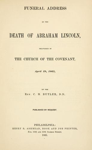 Funeral address on the death of Abraham Lincoln
