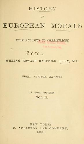 History of European morals, from Augustus to Charlemagne