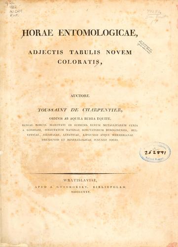 Horae entomologicae, adjectis tabulis novem coloratis