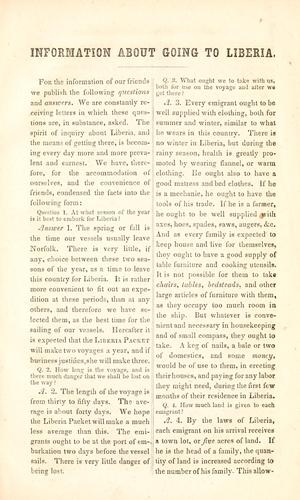 Information about going to Liberia.